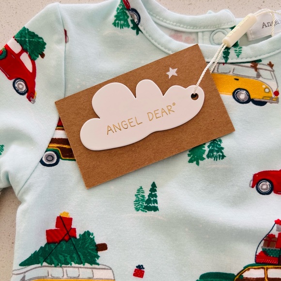 Angel Dear Christmas Trees on Cars Bamboo Gown Size 0-3 Months NWT - Picture 6 of 11
